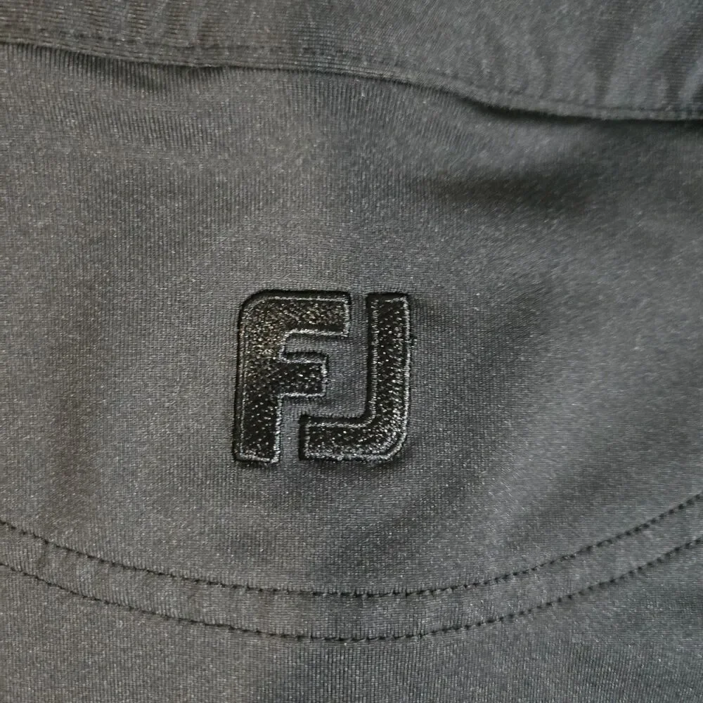 FootJoy FJ Mens Large Golf Polo Shirt Solid Black Short Sleeve Performance
